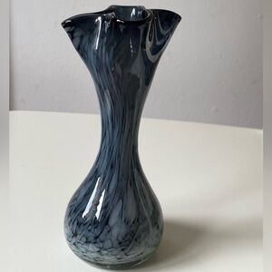 Vintage Elegant Blue and Gray Blown Glass Vase